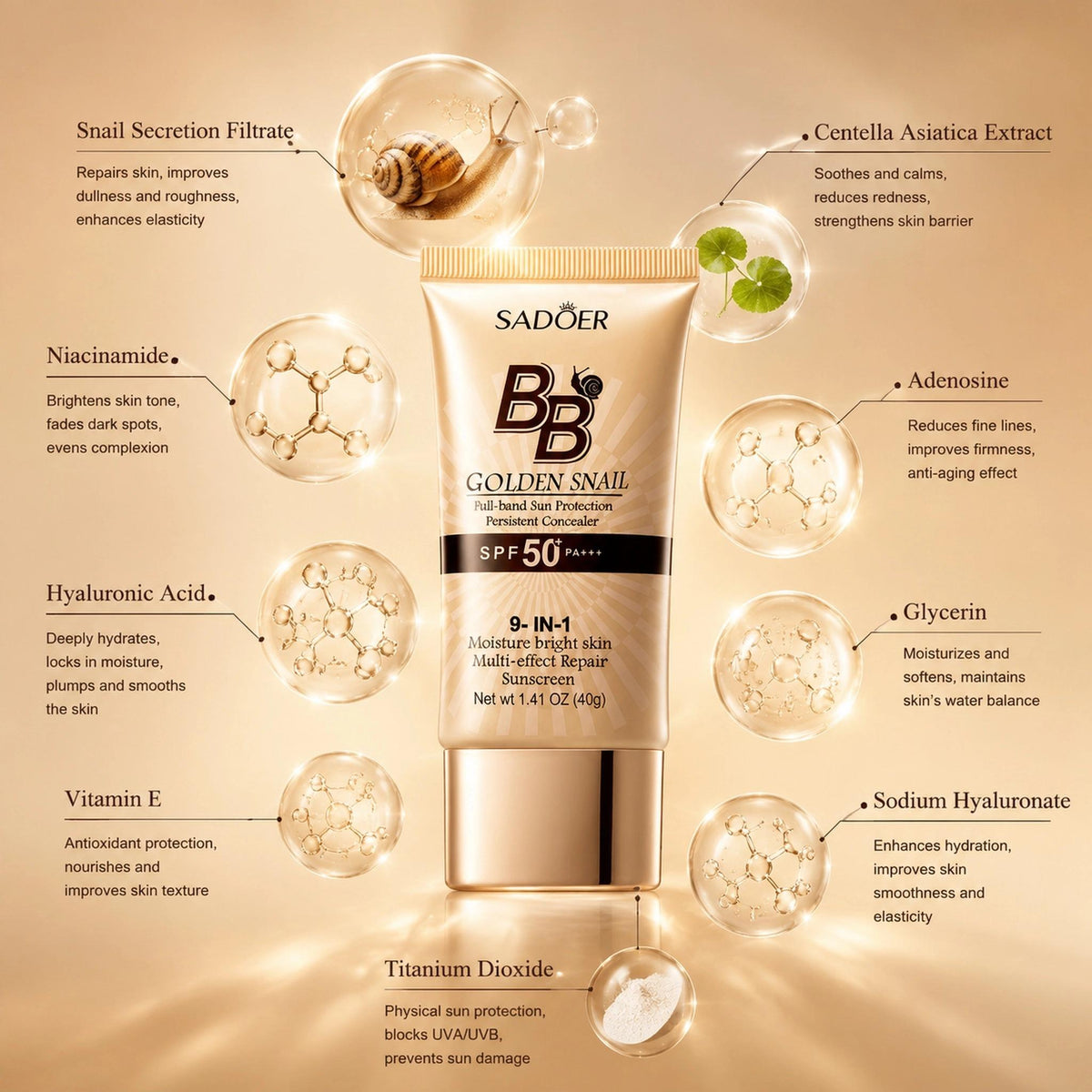 High-Coverage Waterproof Snail BB Cream