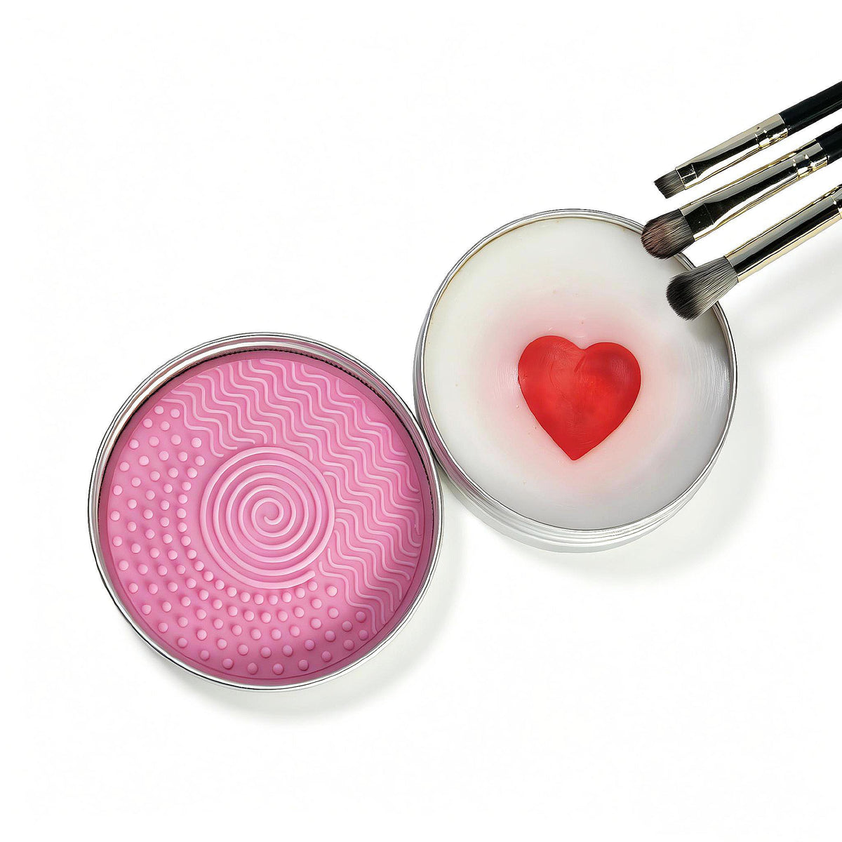 Heart Design Cosmetic Makeup Brush Cleansing Soap with Silicone Scrubber Pad