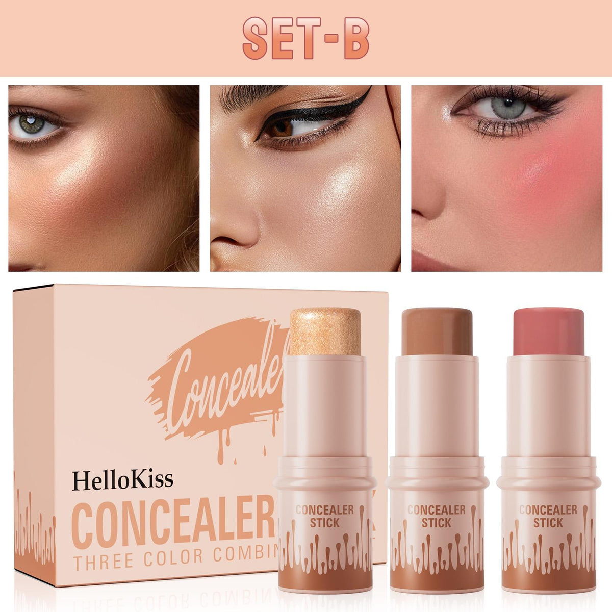 HelloKiss 3-Piece Cosmetic Cream Stick Trio